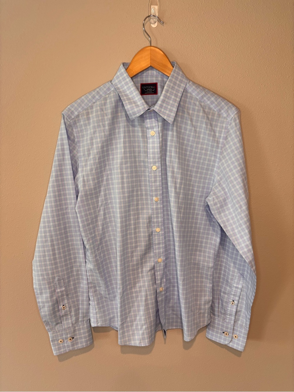 UNTUCKit Blue and White Windowpane Dress Shirt